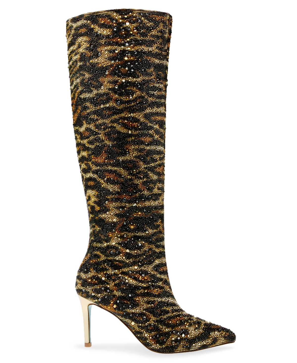 Betsey Johnson Brea Womens Rhinestone Animal Print Knee-high Boots In Leopard