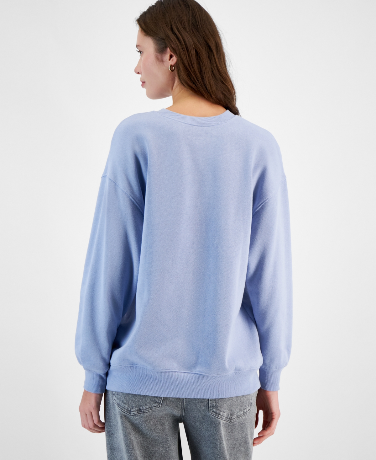 Pretty Rebellious Juniors' Butterfly Bow Graphic Embellished Sweatshirt In Frozen Peri