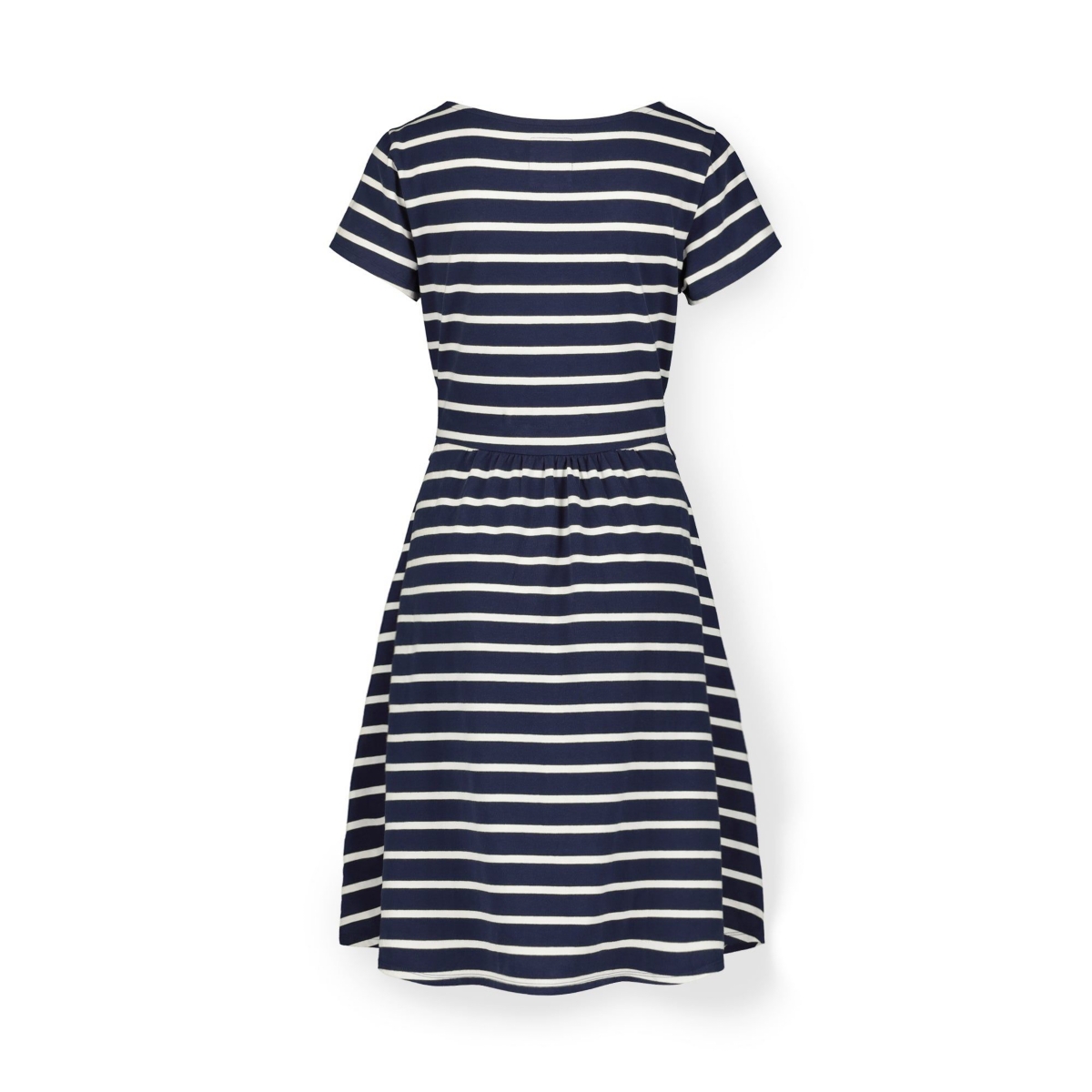 Hope & Henry Women's Tie-Waist Knit Dress - Navy with white stripe