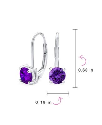 Traditional Round 1CT CZ Solitaire Drop Earrings Gold Plated .925 Sterling Silver Lever back