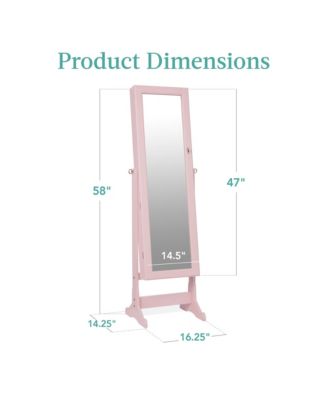 Jewelry Armoire Cabinet, Full Length Mirror w/ Velvet Storage Interior, Lock