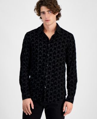 A|X Armani Exchange - Men's Flocking Woven Logo Shirt