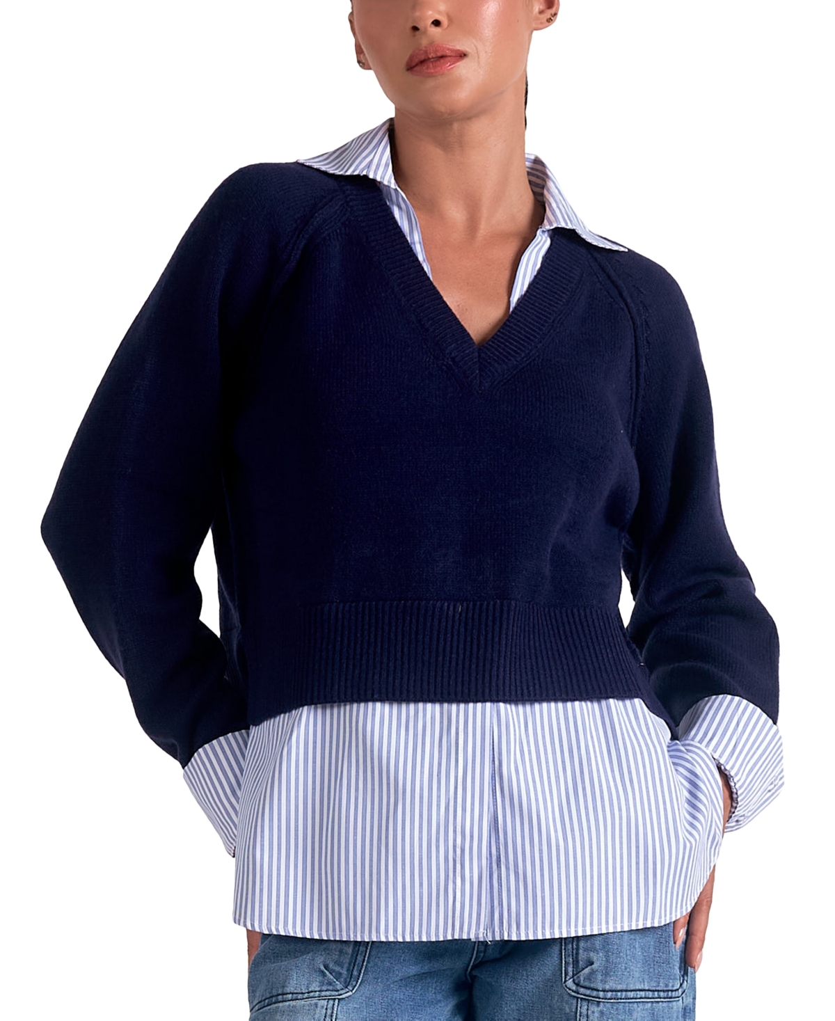 Elan Women's Long-Sleeve Layered-Look Sweater