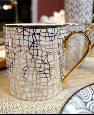 Mosaic Gold Plated Mugs, Set of 6