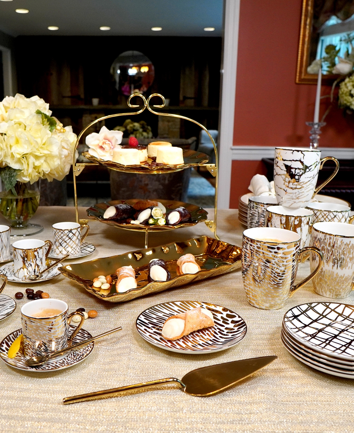 Certified International MatrixSilver Tone Canape Plates Set of 6 - Gold