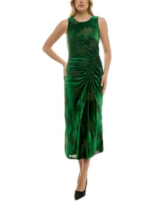 Taylor Women's Ruched Burnout Velvet Midi Dress - Macy's
