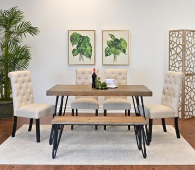 Ashford 6-Piece Dining Set with Hairpin Table & Bench
