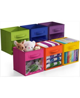 Sorbus 13 Inch 6 Pack Collapsible Fabric Storage Bins with Clear Window ...