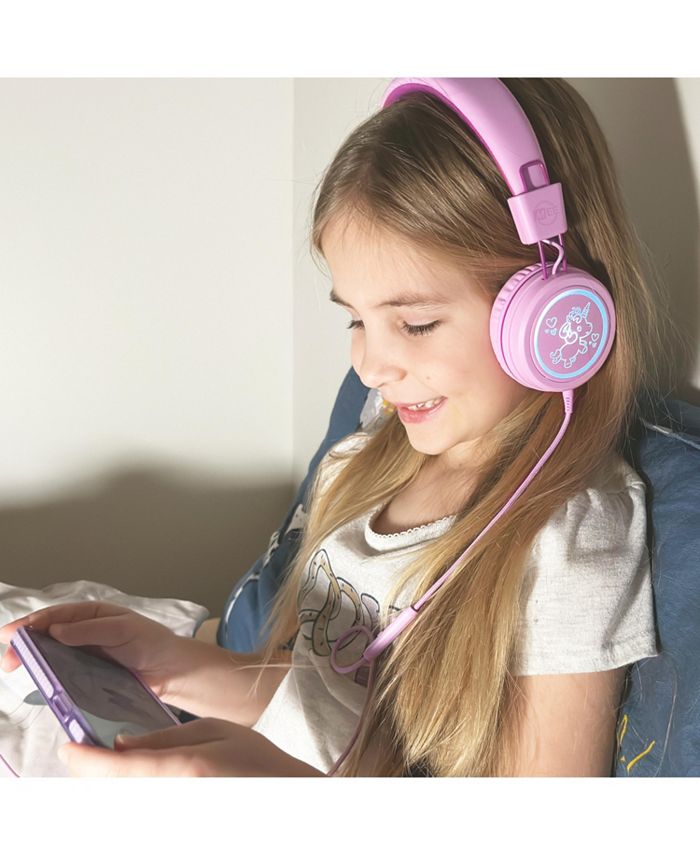MEE audio KidJamz KJ55 Safe Listening USB-C Headphones for Kids w/ LED Lights - Pink