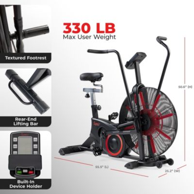 Smart Customizable Air Bike Trainer, 330LB Capacity Leg + Arm Cardio Workout, with SunnyFit App Bluetooth Link