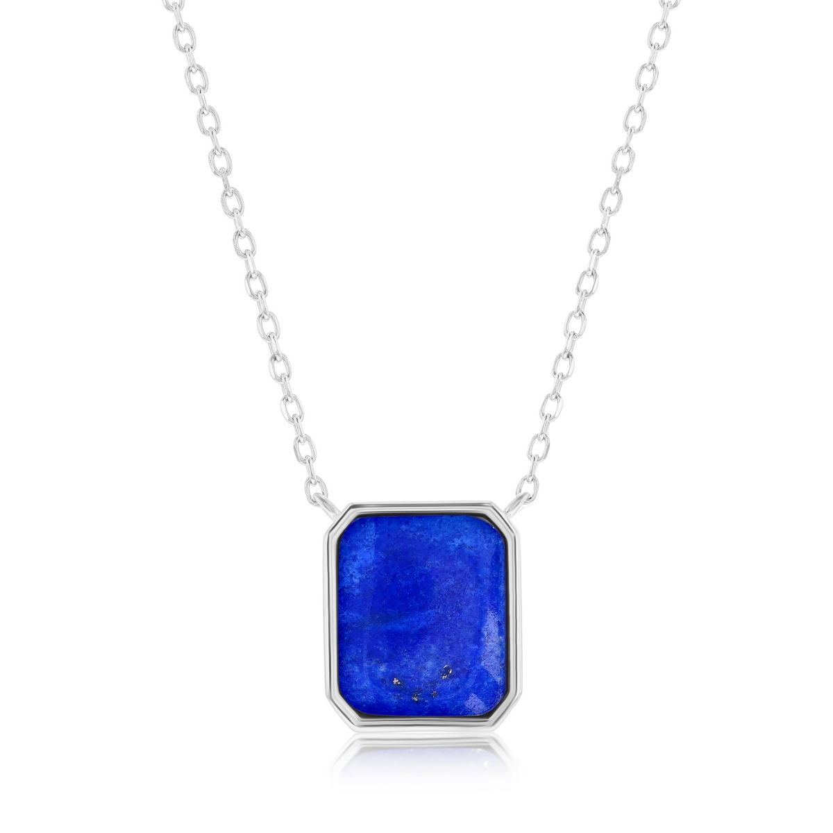 Sterling Silver Rectangle Necklace (Available in Lapis, Malachite or Kyanite) - Kyanite