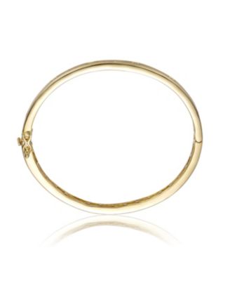 Sterling Silver 14K Gold Plated with Baguette Cubic Zirconia Bangle Bracelet