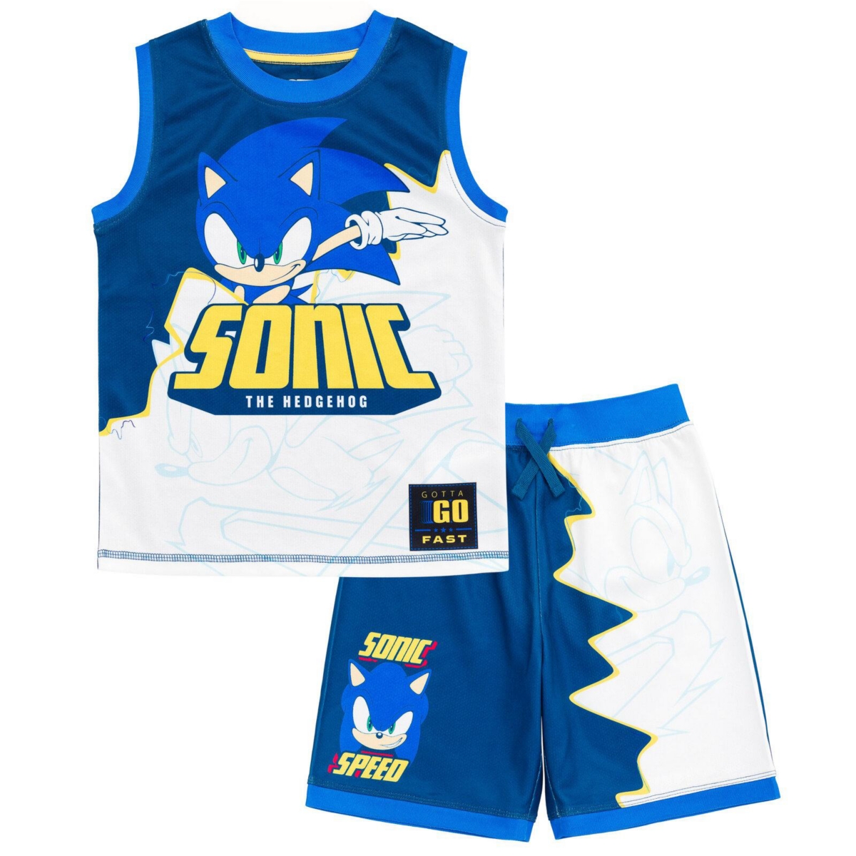 Sega Boys Sonic the Hedgehog Knuckles Tails Tank Top and Shorts to