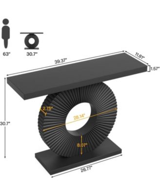 Modern Console Table with Geometric Base, 40 inch Wood Entryway Table Sofa Table Narrow Long for Living Room, Entryway, Hallway