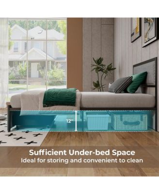 Twin Size Bed Frame w/ Storage Drawer Metal Platform Bed w/ LED Lights