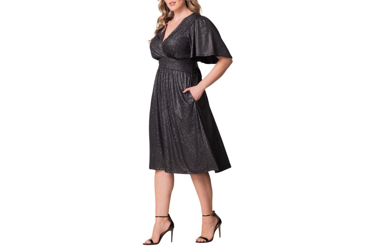 Kiyonna Plus Size Crystal Cove Cocktail Dress with Pockets