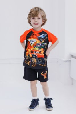 Toddler Boys Grave Digger El Toro Loco Megalodon T-Shirt Tank Top and French Terry Shorts 3 Piece Set to