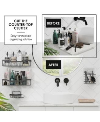 Premium Adhesive Shower Caddy & Bathroom Organizer - Grey