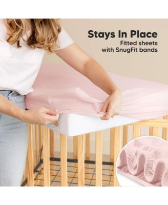 2pk Soothe Waterproof Fitted Crib Sheets for Girl, Boy, 100% Soft Cotton Crib Mattress Protector Sheet