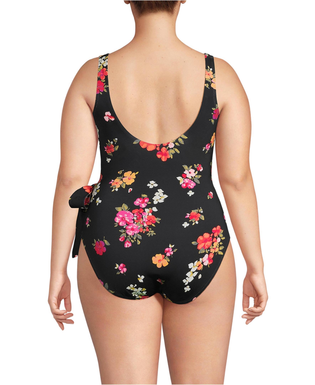 Lands' End Plus Size Side Tie Wrap One Piece Swimsuit