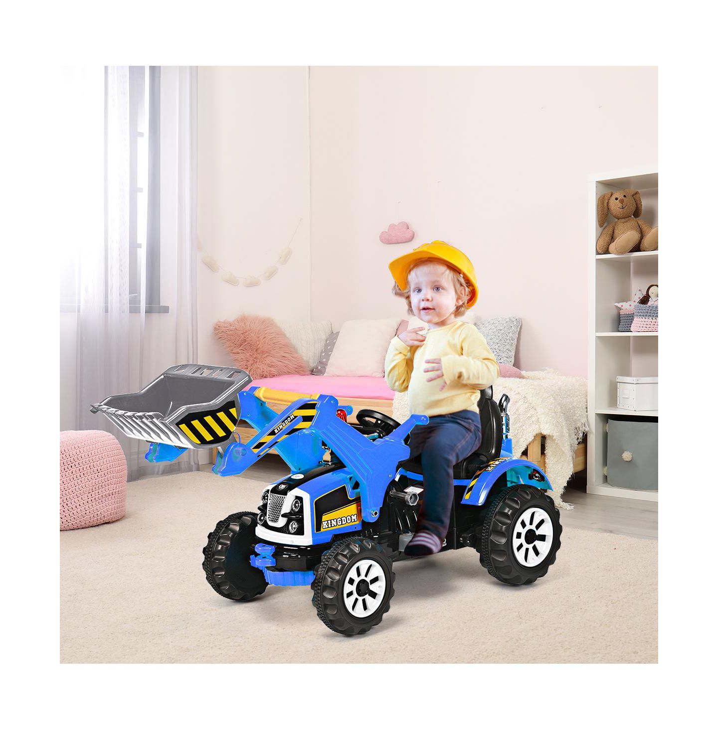 Детская игрушка Costway Excavator Truck with Front Loader, Battery Powered Ride-On, 66 lb. Capacity, Ages 3-10, цвет: Синий — фото 9