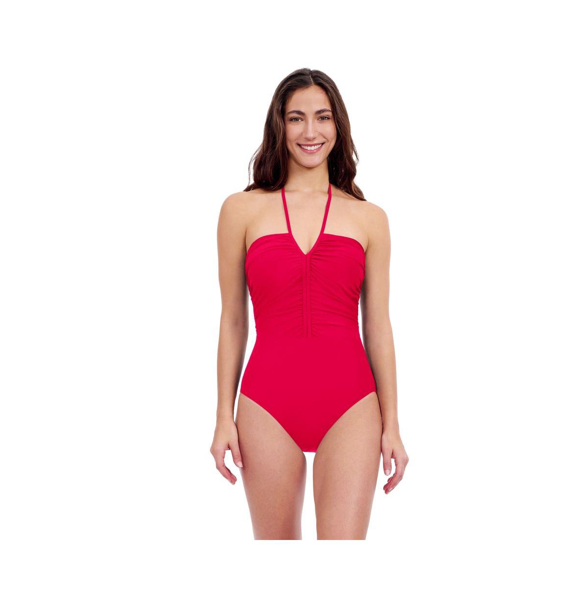 Profile by Gottex Women's Tutti Frutti Bandeau One Piece Soft Cups Tummy Control Adjustable Straps Convertible Straps