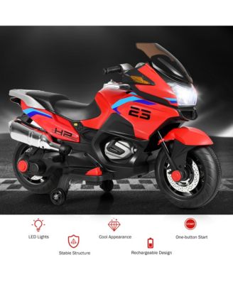 12V Kids Ride On Motorcycle Electric Motor Bike w/ Training Wheels & Light