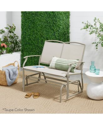 2-Person Outdoor Swing Glider, Steel Patio Loveseat, Bench Rocker w/ Armrests