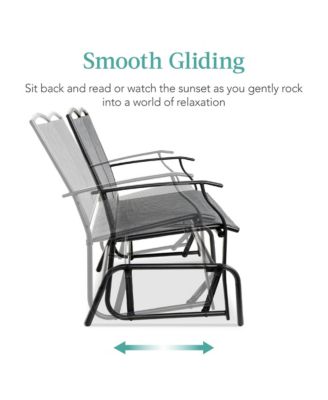2-Person Outdoor Swing Glider, Steel Patio Loveseat, Bench Rocker w/ Armrests