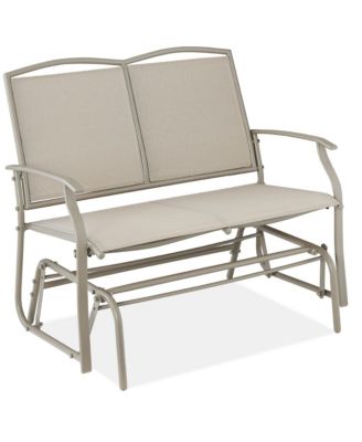 2-Person Outdoor Swing Glider, Steel Patio Loveseat, Bench Rocker with Armrests