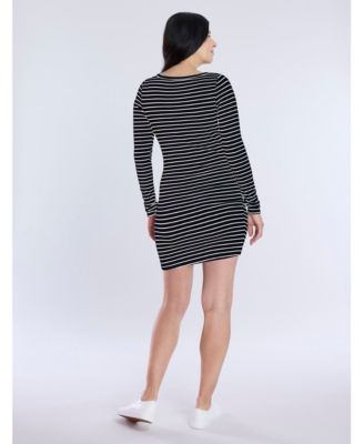 Maternity Crew Neck Rib Knit Long Sleeve Mini Dress - Motherhood