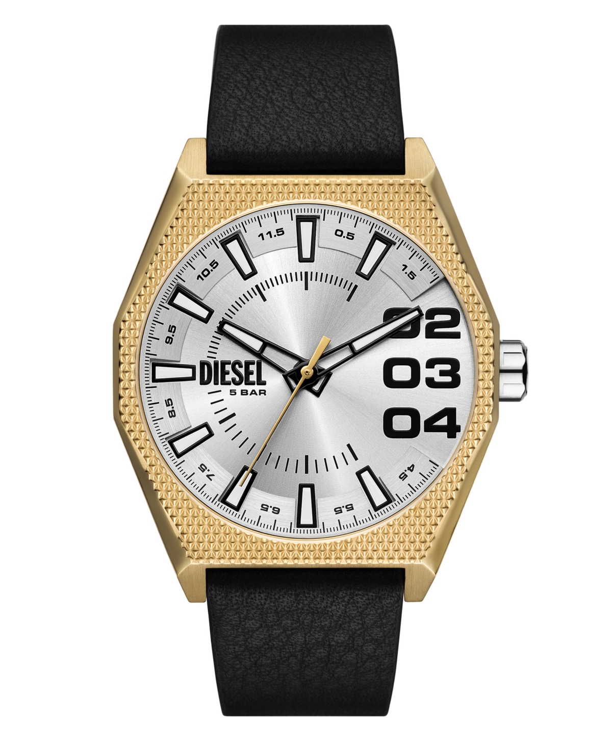 Diesel Men's Scraper Quartz Three-hand Black Leather 42mm In Black