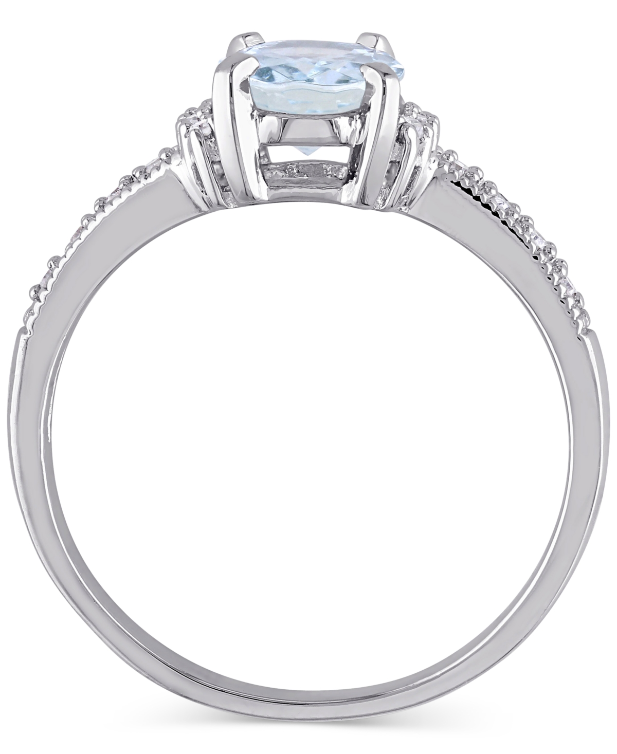 Macy's Morganite (1-1/7 Ct. T.w.) And Diamond (1/20 Ct. T.w.) Ring In 18k Rose Gold Over Sterling Silver (a In Aquamarine Silver