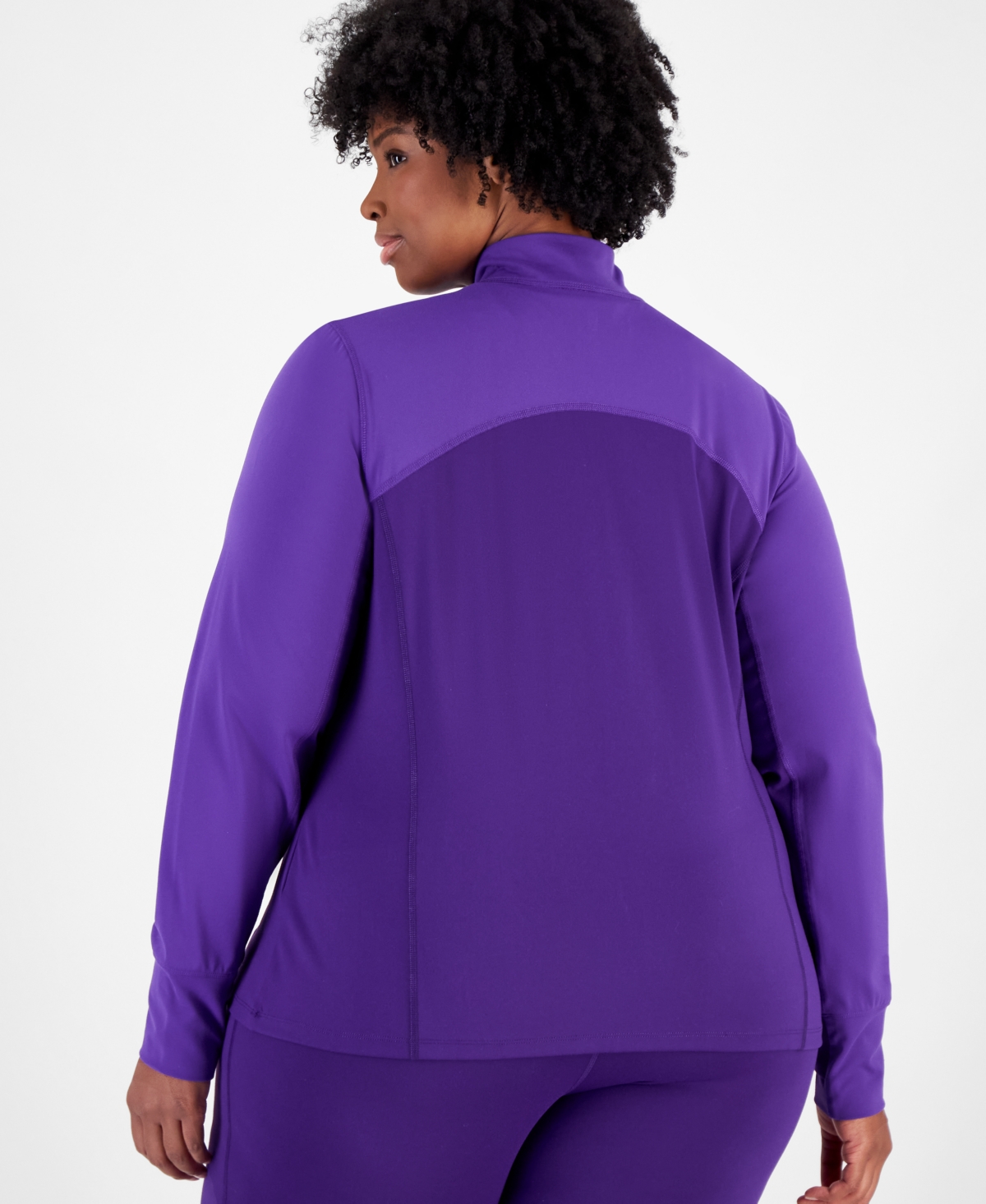 Id Ideology Plus Size Soft Flex Colorblocked Zip-Up Top, Created for Macy's