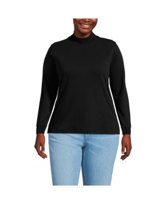 Plus Size Relaxed Cotton Long Sleeve Mock Turtleneck