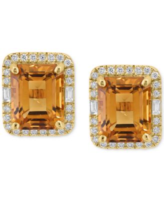 EFFY&reg; Pink Amethyst (5-1/2 ct. t.w.) & Diamond (3/8 ct. t.w.) Halo Stud Earrings in 14k Gold (Also in Additional Gemstones)