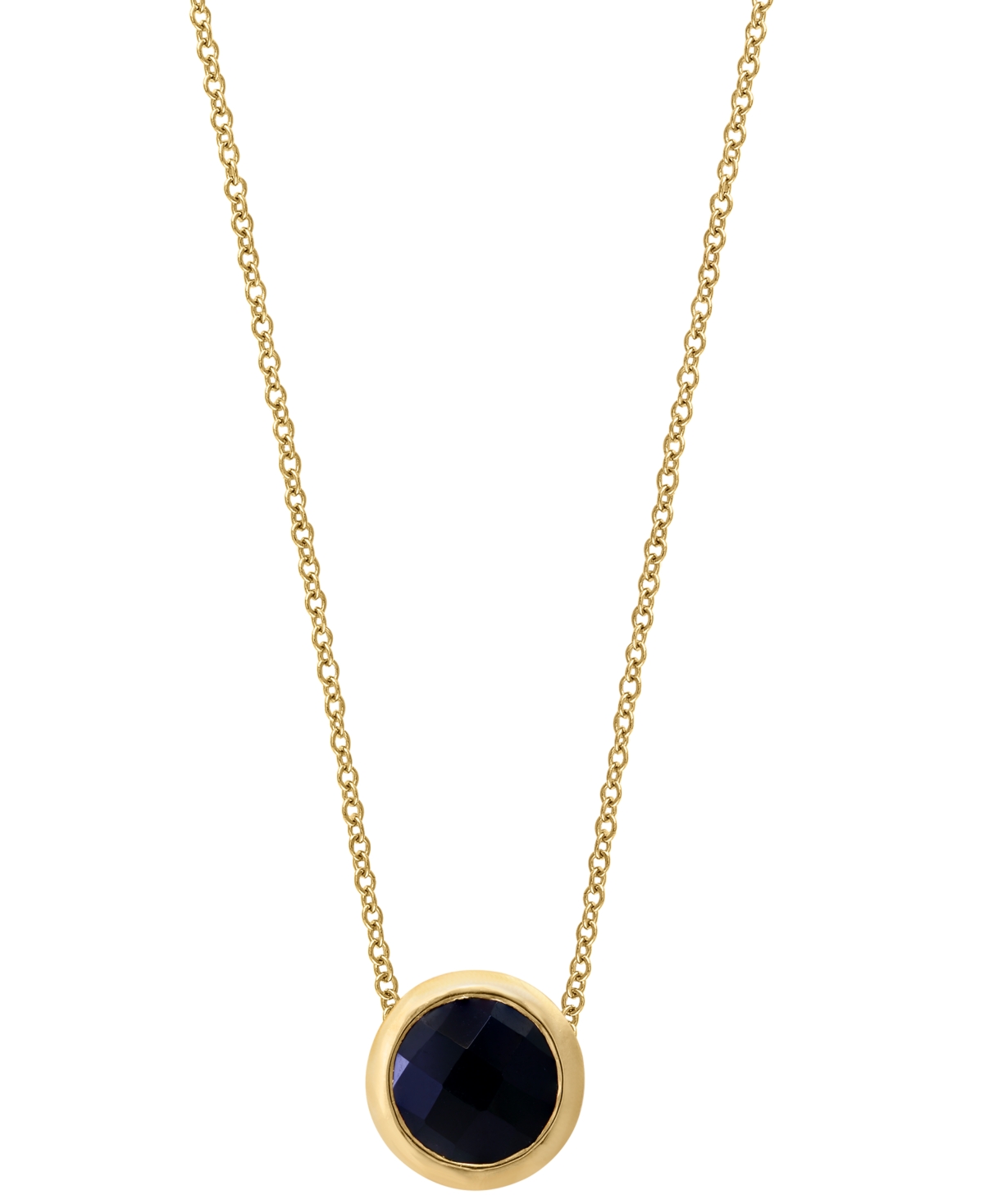 Effy Collection Effy Round Gemstone 18" Pendant Necklace In 14k Gold Plated Silver In Onyx