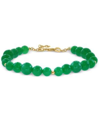 EFFY Collection - Dyed Green Jade & Polished Bead Bracelet in 14k Gold