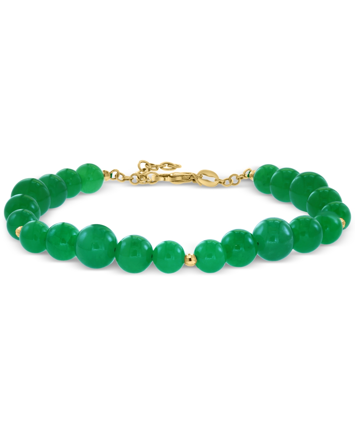 Effy Collection Effy Dyed Green Jade & Polished Bead Bracelet In 14k Gold In Green