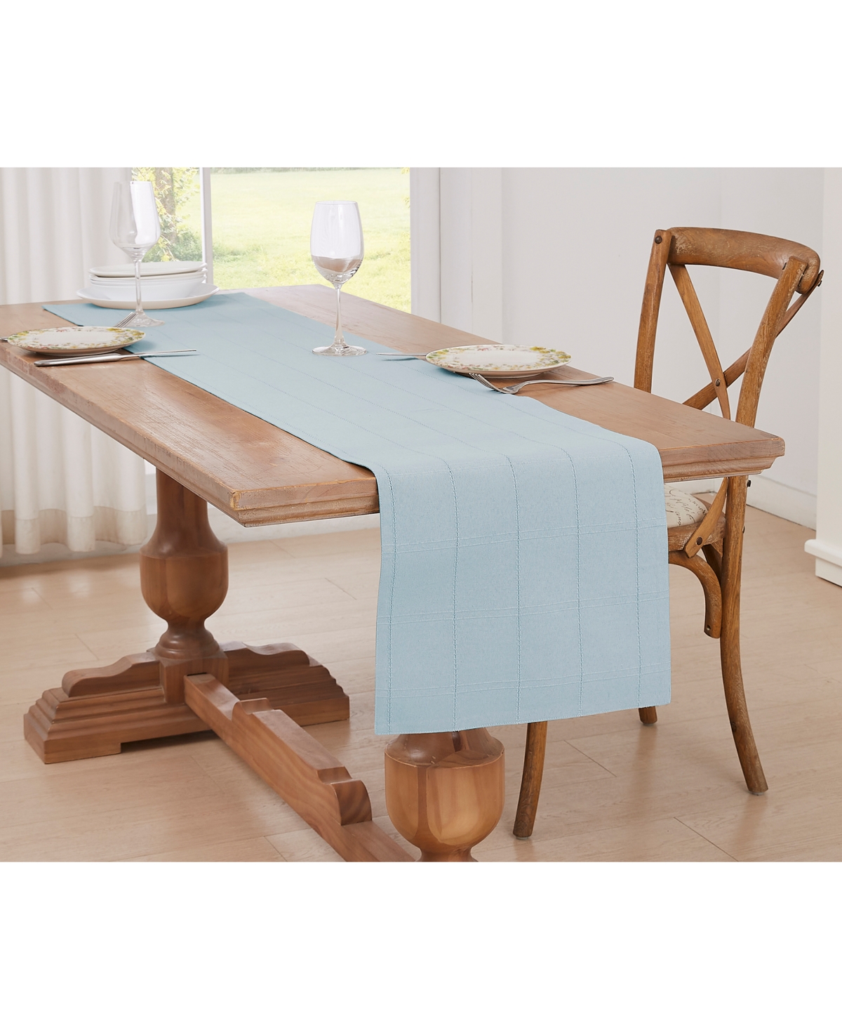 Izod Chadwick Table Runner, 14" X 72" In Sky Blue