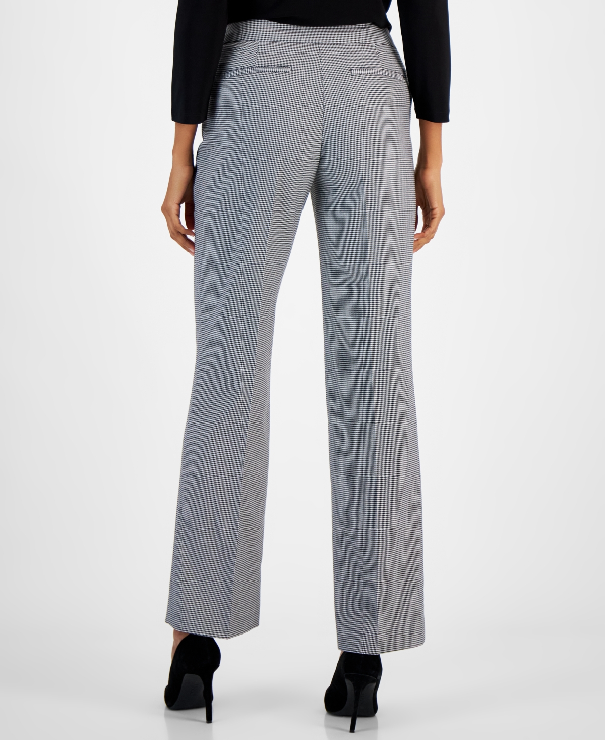 Kasper Women's Mini Houndstooth Straight-Leg Pants -White