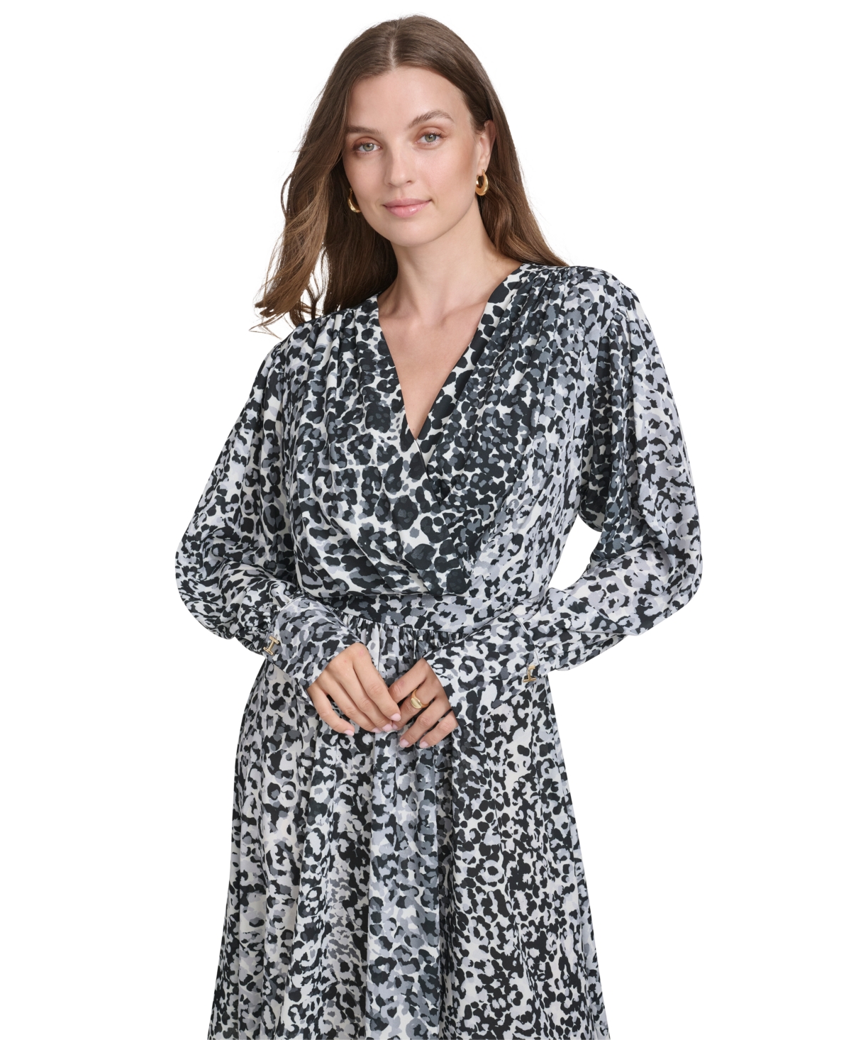 Halston Women's Animal-Print Fit & Flare Dress -White
