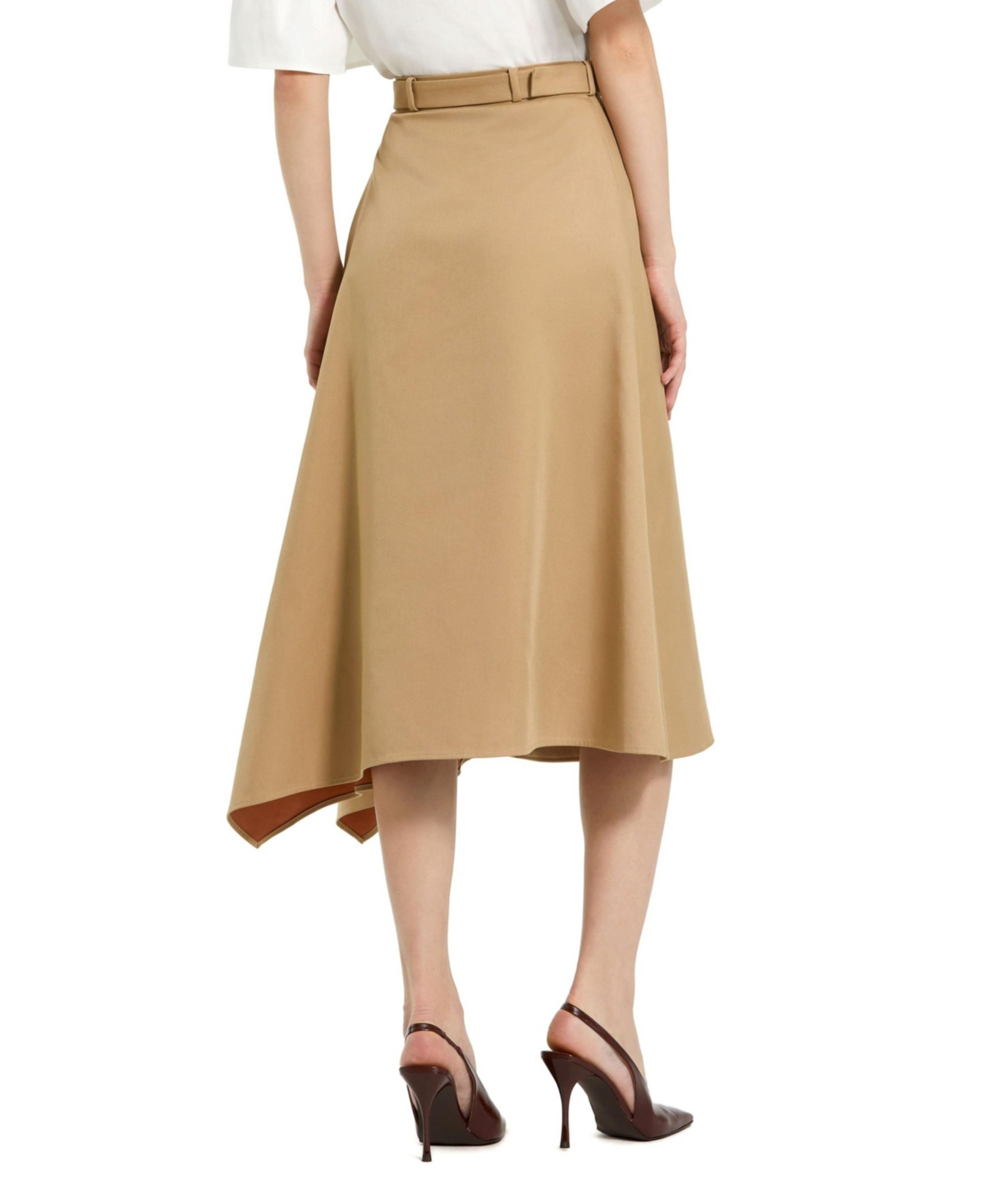 Mac Duggal Women's Twill Midi Skirt With Buttons And Belt