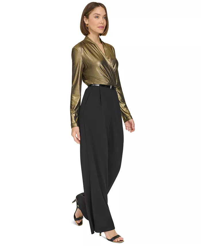 Women's Shimmer Belted Wide-Leg Jumpsuit - thumbnail 2