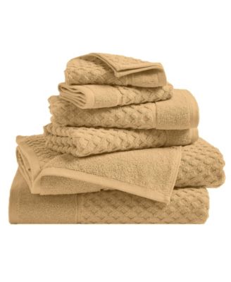 Quick-Drying Cotton Diamond Waffle Textured 6-Piece Bath Towel Set 54x27x0.5 inches,26x16 inches