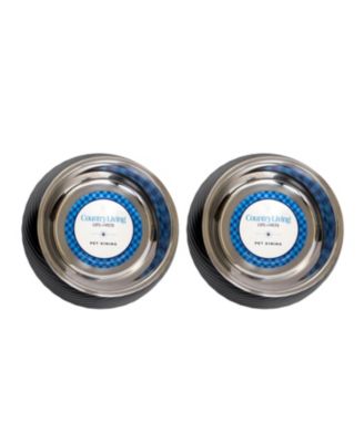 Set of 2 Twill Melamine Dog Bowls with Removable Stainless Steel Inserts – Stylish & Durable Pet Feeder