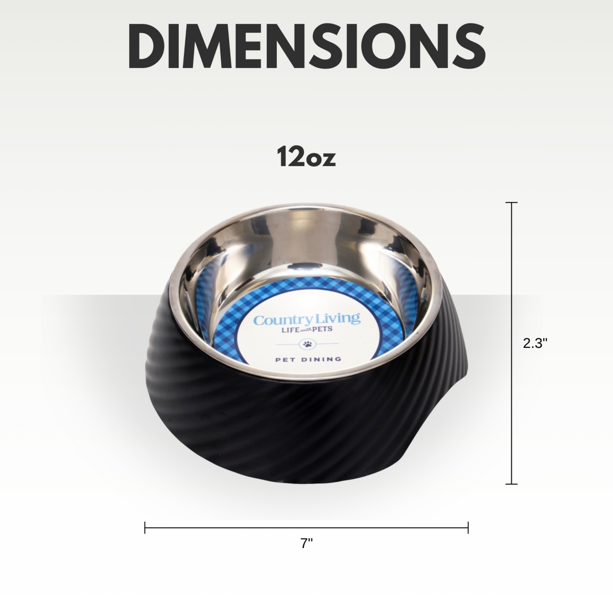 Country Living Set Of 2 Stainless Steel Dog Bowls with Twill Melamine Stand, Stylish & Durable Pet Feeder, Easy Clean, Modern Design –24