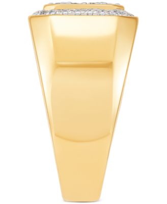 Men's Lab Grown Diamond Princess & Round Halo Ring (1-1/2 ct. t.w.) in 10k Gold