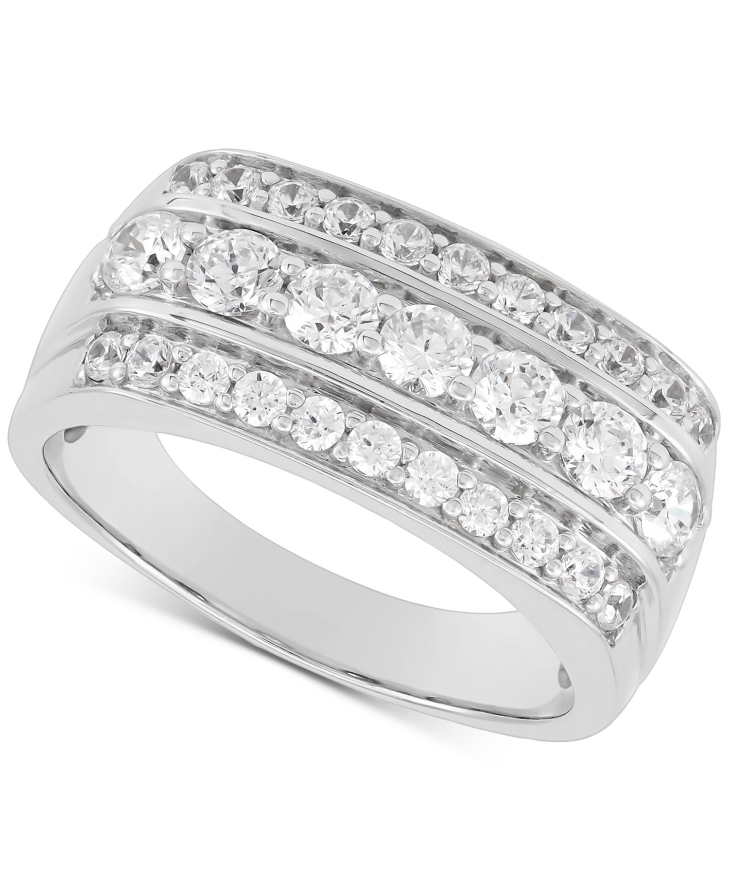 Men's Lab Grown Diamond Triple Row Ring (1-1/2 ct. t.w.) in 10k Gold