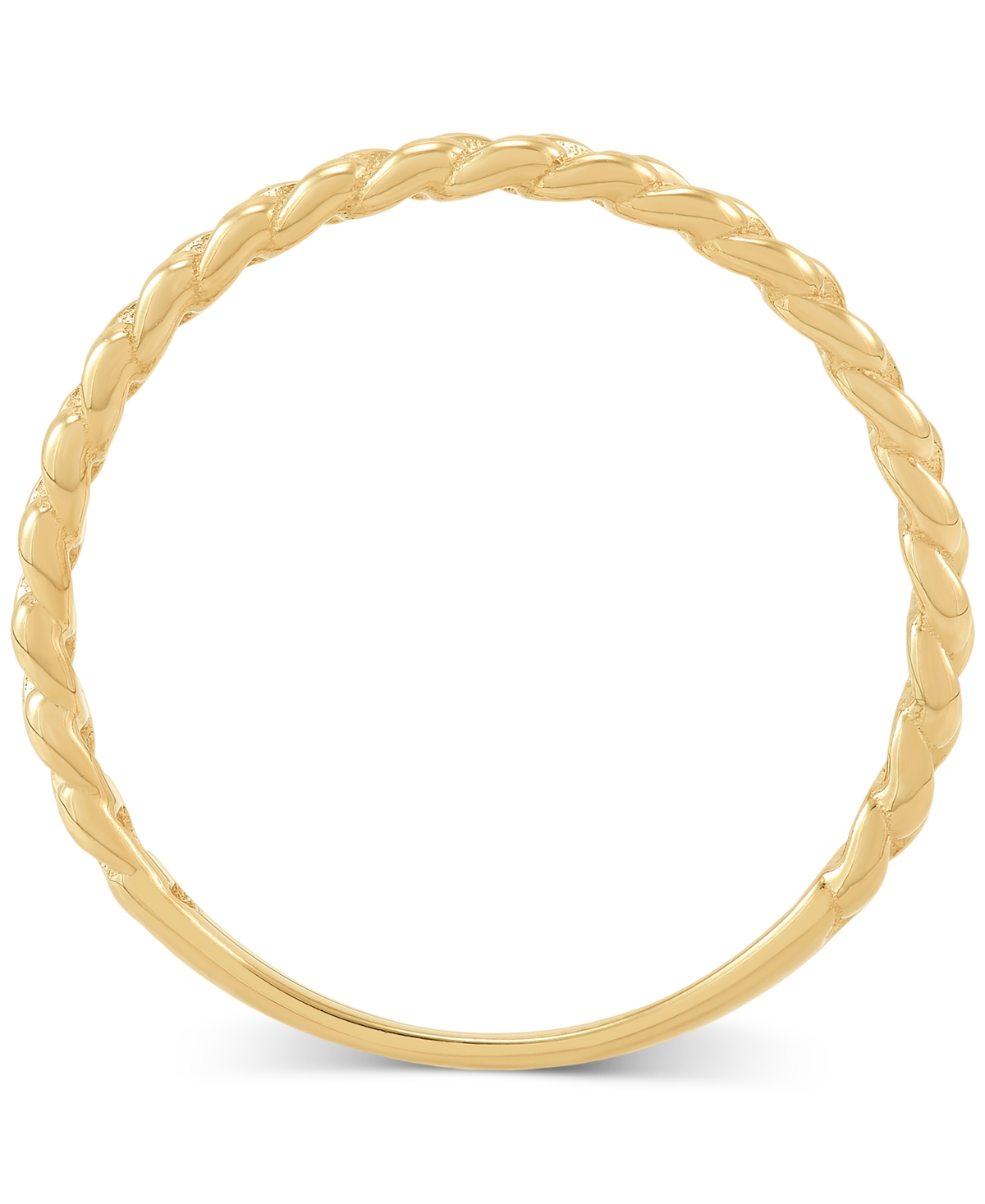 Macy's Polished Ribbed Texture Open Curb Link Design Stack Band In 14k Gold In Gold